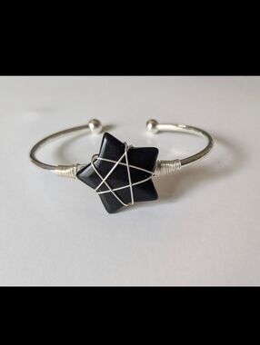 Handcrafted Black Onyx Star Cuff Bracelet